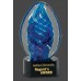 6 inch Blue Art Glass on Black Base